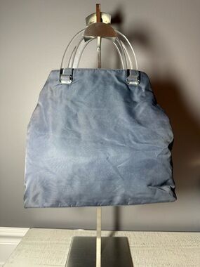 EUC Prada Blue Nylon Tote with Clear Handles